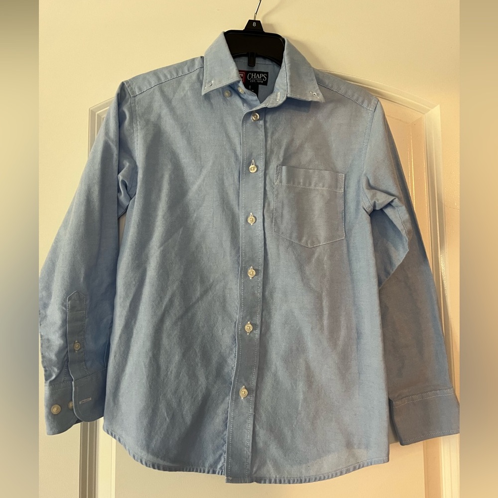 CHAPS Youth Boy's Button-down Long Sleeve Polo Shirt Blue Small 8